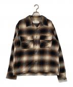 JOHN MASON SMITHジョンメイソンスミス）の古着「オープンカラーネルシャツ」｜ブラウン×ブラック