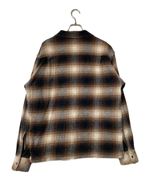 JOHN MASON SMITH（ジョンメイソンスミス）JOHN MASON SMITH (ジョンメイソンスミス) オープンカラーネルシャツ ブラウン×ブラック サイズ:Lの古着・服飾アイテム