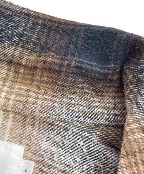 JOHN MASON SMITH（ジョンメイソンスミス）JOHN MASON SMITH (ジョンメイソンスミス) オープンカラーネルシャツ ブラウン×ブラック サイズ:Lの古着・服飾アイテム