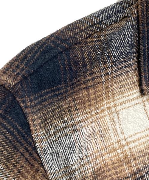 JOHN MASON SMITH（ジョンメイソンスミス）JOHN MASON SMITH (ジョンメイソンスミス) オープンカラーネルシャツ ブラウン×ブラック サイズ:Lの古着・服飾アイテム