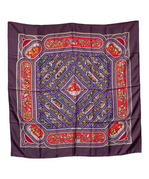 HERMES（エルメス）HERMES (エルメス) カレ90 QALAMDAN/カラムダン シルクスカーフ パープルの古着・服飾アイテム