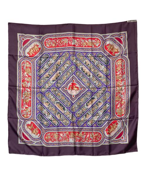 HERMES（エルメス）HERMES (エルメス) カレ90 QALAMDAN/カラムダン シルクスカーフ パープルの古着・服飾アイテム