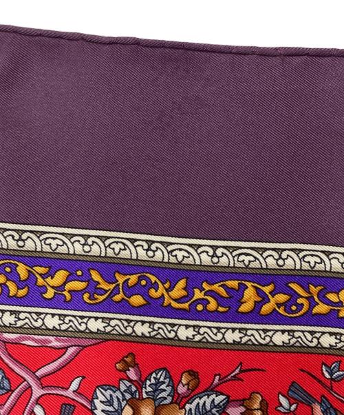 HERMES（エルメス）HERMES (エルメス) カレ90 QALAMDAN/カラムダン シルクスカーフ パープルの古着・服飾アイテム