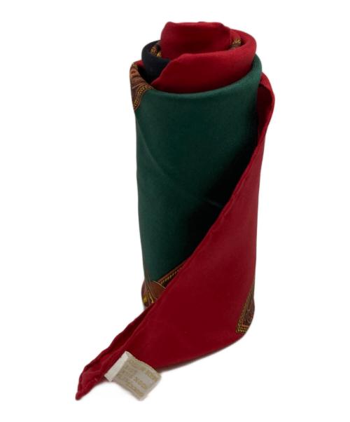 GUCCI（グッチ）GUCCI (グッチ) シルクスカーフ レッド×グリーン×ブラックの古着・服飾アイテム