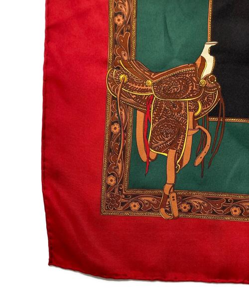 GUCCI（グッチ）GUCCI (グッチ) シルクスカーフ レッド×グリーン×ブラックの古着・服飾アイテム