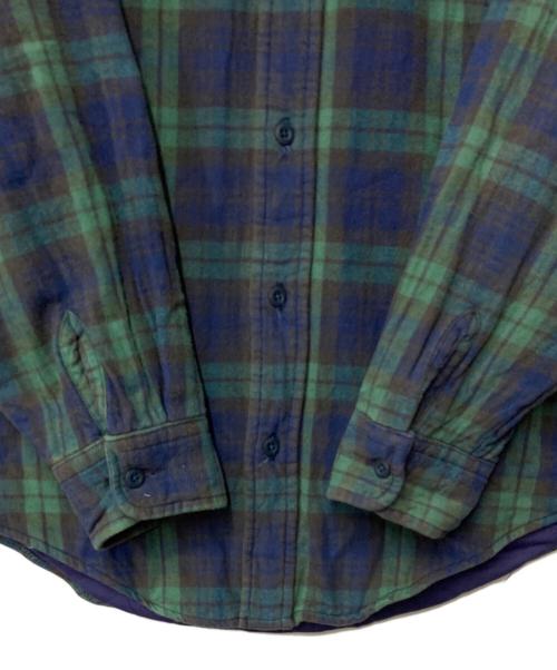 L.L.Bean（エルエルビーン）L.L.Bean (エルエルビーン) 裏地付ヘビーネルシャツ USA製 70-80's グリーン×ブルー サイズ:Mの古着・服飾アイテム