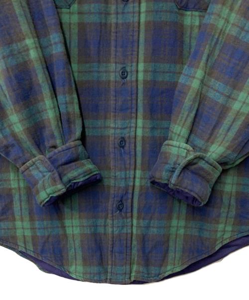 L.L.Bean（エルエルビーン）L.L.Bean (エルエルビーン) 裏地付ヘビーネルシャツ USA製 70-80's グリーン×ブルー サイズ:Mの古着・服飾アイテム