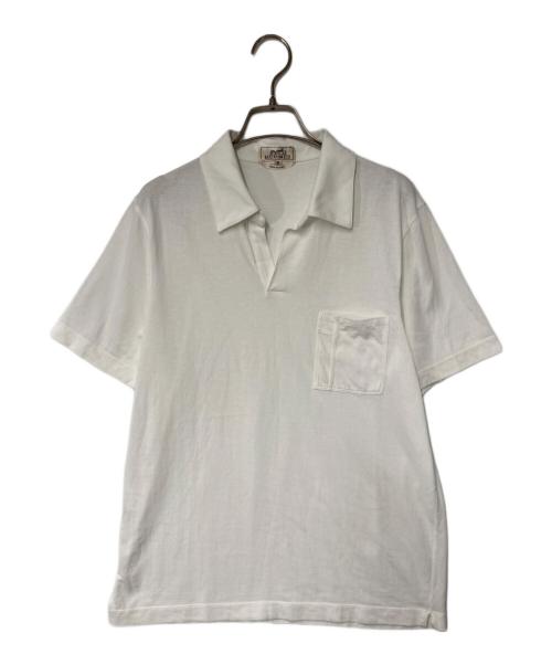 HERMES（エルメス）HERMES (エルメス) スキッパーポロシャツ ホワイト サイズ:Mの古着・服飾アイテム