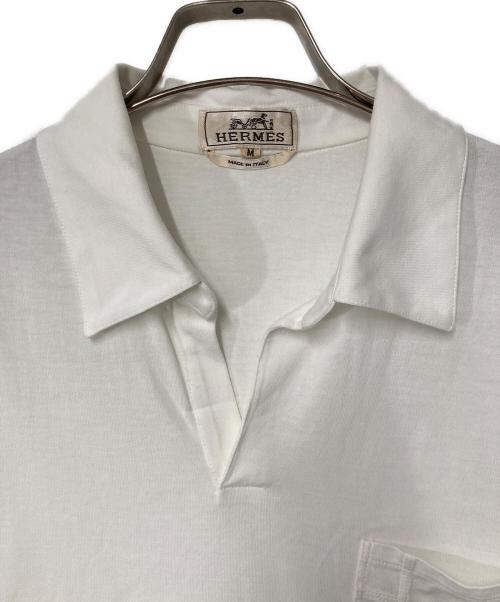 HERMES（エルメス）HERMES (エルメス) スキッパーポロシャツ ホワイト サイズ:Mの古着・服飾アイテム
