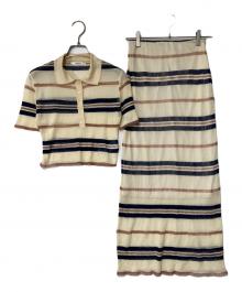 Snidel（スナイデル）の古着「シアーニットセットアップ」｜ベージュ×ネイビー