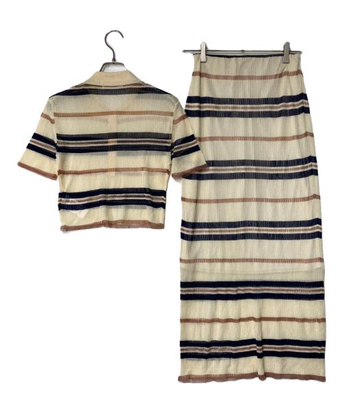 Snidel（スナイデル）Snidel (スナイデル) シアーニットセットアップ ベージュ×ネイビー サイズ:Fの古着・服飾アイテム