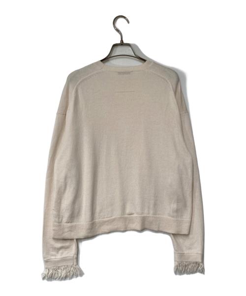 SLOANE（スローン）SLOANE (スローン) 4G天竺ウール×コットンフリンジクルーネックニットプルオーバー ホワイト サイズ:2の古着・服飾アイテム