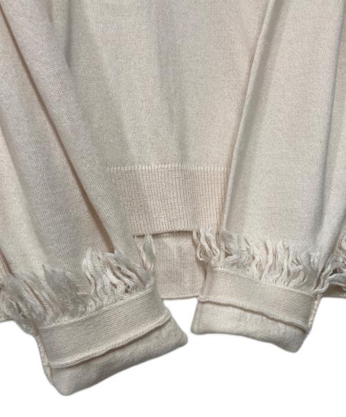 SLOANE（スローン）SLOANE (スローン) 4G天竺ウール×コットンフリンジクルーネックニットプルオーバー ホワイト サイズ:2の古着・服飾アイテム