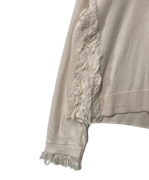 SLOANE（スローン）SLOANE (スローン) 4G天竺ウール×コットンフリンジクルーネックニットプルオーバー ホワイト サイズ:2の古着・服飾アイテム
