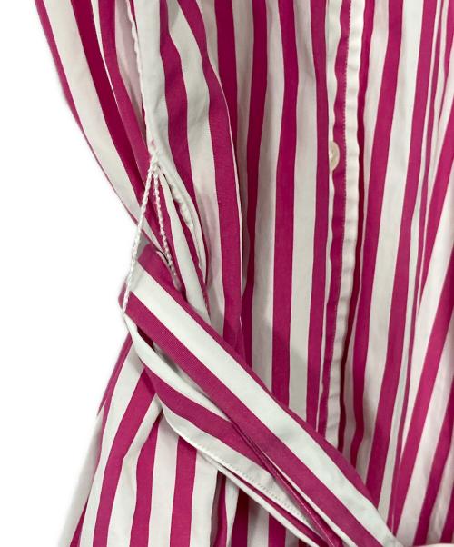 POLO RALPH LAUREN（ポロ・ラルフローレン）POLO RALPH LAUREN (ポロ・ラルフローレン) ポニー刺繍ストライプシャツワンピース ピンク×ホワイトの古着・服飾アイテム