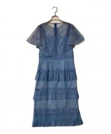 GRACE CONTINENTAL（（グレースコンチネンタル）の古着「レイヤードレースタイトワンピース」｜ブルー