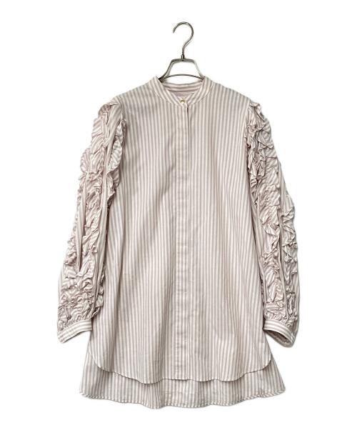 HERENCIA（ヘレンチア）HERENCIA (ヘレンチア) ストライプロングシャツ ピンク×ホワイト サイズ:Freeの古着・服飾アイテム