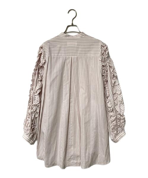 HERENCIA（ヘレンチア）HERENCIA (ヘレンチア) ストライプロングシャツ ピンク×ホワイト サイズ:Freeの古着・服飾アイテム