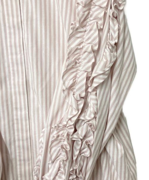 HERENCIA（ヘレンチア）HERENCIA (ヘレンチア) ストライプロングシャツ ピンク×ホワイト サイズ:Freeの古着・服飾アイテム