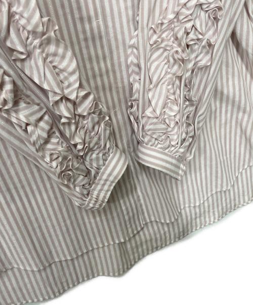 HERENCIA（ヘレンチア）HERENCIA (ヘレンチア) ストライプロングシャツ ピンク×ホワイト サイズ:Freeの古着・服飾アイテム