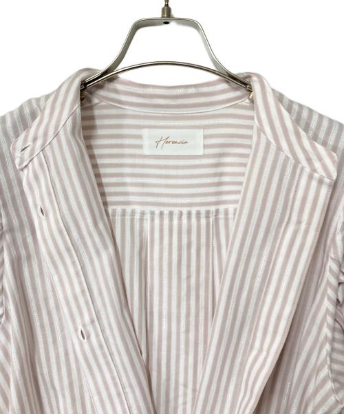 HERENCIA（ヘレンチア）HERENCIA (ヘレンチア) ストライプロングシャツ ピンク×ホワイト サイズ:Freeの古着・服飾アイテム