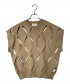 HERENCIAヘレンチア）の古着「カットアウトデザイン オーバーニットベスト」｜ベージュ
