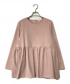 YORIヨリ）の古着「ソフト裏起毛フリルブラウス ペプラムカットソー」｜ピンク