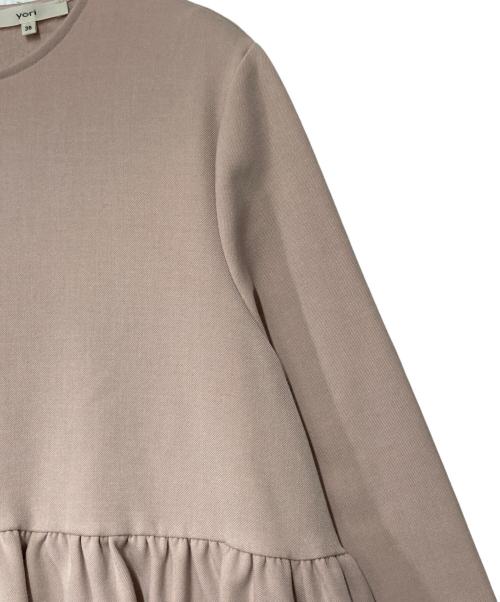 YORI（ヨリ）YORI (ヨリ) ソフト裏起毛フリルブラウス ペプラムカットソー ピンク サイズ:36の古着・服飾アイテム