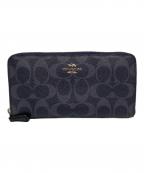 COACHコーチ）の古着「シグネチャーラウンドファスナー財布」｜ネイビー