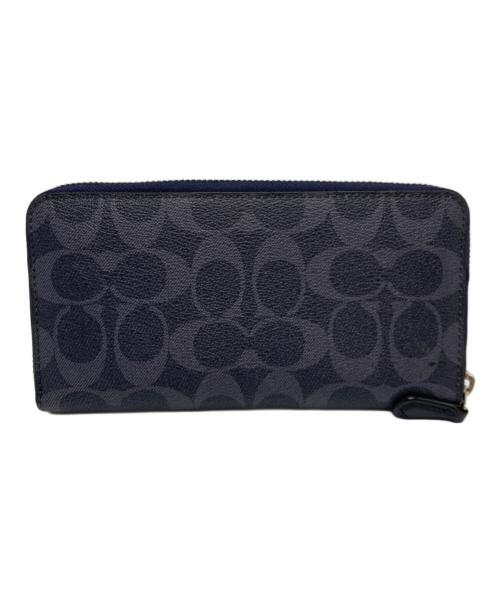COACH（コーチ）COACH (コーチ) シグネチャーラウンドファスナー財布 ネイビーの古着・服飾アイテム