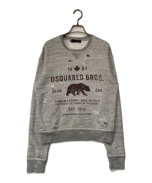 DSQUARED2（ディースクエアード）DSQUARED2 (ディースクエアード) ダメージ加工スウェット グレー サイズ:XSの古着・服飾アイテム