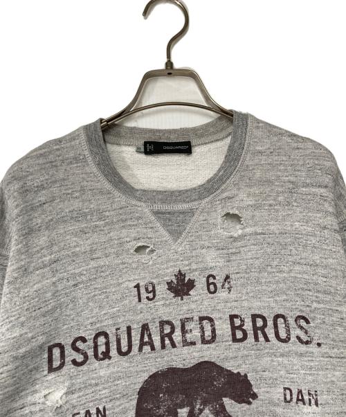 DSQUARED2（ディースクエアード）DSQUARED2 (ディースクエアード) ダメージ加工スウェット グレー サイズ:XSの古着・服飾アイテム