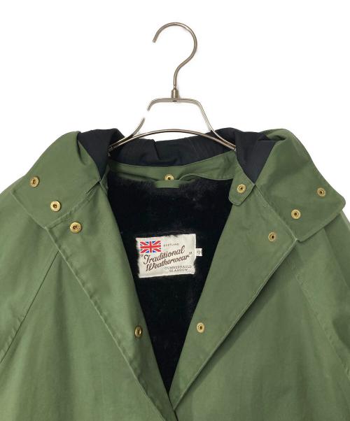 Traditional Weatherwear（トラディショナルウェザーウェア）Traditional Weatherwear (トラディショナルウェザーウェア) ライナー付ステンカラーコート カーキ×ブラック サイズ:34の古着・服飾アイテム