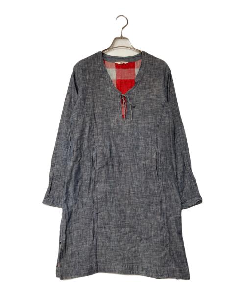 45R（フォーティファイブ・アール）45R (フォーティファイブ・アール) ダブルガーゼシャツワンピース インディゴ サイズ:表記無しの古着・服飾アイテム