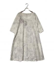 KAPITAL（キャピタル）の古着「総柄リネンワンピース」｜ホワイト