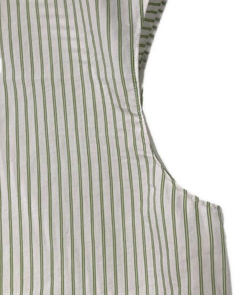 theory（セオリー）theory (セオリー) New Double Stripe Boyfriend Shirt ニュー ダブル ストライプ ボーイフレンド シャツ ホワイト×グリーン サイズ:Sの古着・服飾アイテム