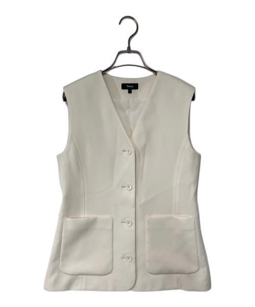 theory（セオリー）theory (セオリー) SATIN CREPE ZIGZAG VEST サテン クレープ ジグザグ ベスト ベージュの古着・服飾アイテム