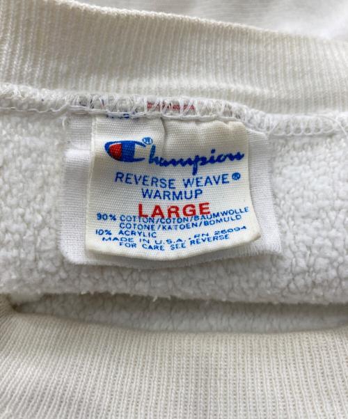 Champion REVERSE WEAVE（チャンピオン リバース ウィーブ）Champion REVERSE WEAVE (チャンピオン リバース ウィーブ) 80's  2段プリントリバースウィーブスウェット アイボリー サイズ:Lの古着・服飾アイテム