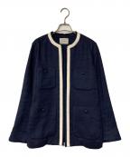 IENAイエナ）の古着「Wクロス トリミングジャケット」｜ネイビー