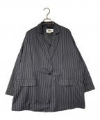 MM6 Maison Margielaエムエムシックスメゾンマルジェラ）の古着「ストライプ テーラードジャケット イタリア製」｜ブラック×ホワイト