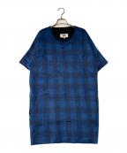 MM6 Maison Margielaエムエムシックスメゾンマルジェラ）の古着「16AW チェック柄シャギーワンピース」｜ブルー