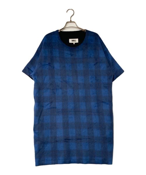 MM6 Maison Margiela（エムエムシックスメゾンマルジェラ）MM6 Maison Margiela (エムエムシックスメゾンマルジェラ) 16AW チェック柄シャギーワンピース ブルー サイズ:Ｍの古着・服飾アイテム
