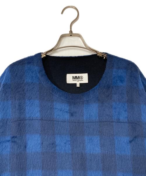 MM6 Maison Margiela（エムエムシックスメゾンマルジェラ）MM6 Maison Margiela (エムエムシックスメゾンマルジェラ) 16AW チェック柄シャギーワンピース ブルー サイズ:Ｍの古着・服飾アイテム