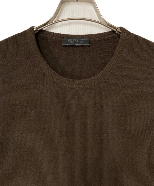 PRADA（プラダ）PRADA (プラダ) カシミヤ混クルーネックニット ブラウン サイズ:46の古着・服飾アイテム