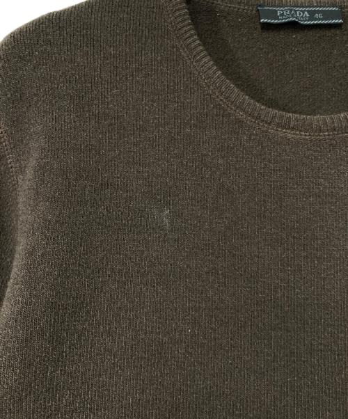 PRADA（プラダ）PRADA (プラダ) カシミヤ混クルーネックニット ブラウン サイズ:46の古着・服飾アイテム