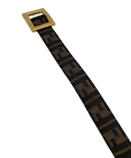 FENDI（フェンディ）FENDI (フェンディ) FF柄 ズッカ レザーベルト ブラウン×ブラック サイズ:実寸参照の古着・服飾アイテム