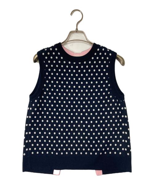 YORI（ヨリ）yori (ヨリ) マリンドットバックリボンジレ ネイビー×ホワイト サイズ:Fの古着・服飾アイテム