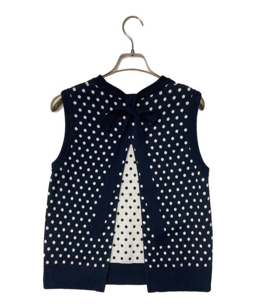 YORI（ヨリ）yori (ヨリ) マリンドットバックリボンジレ ネイビー×ホワイト サイズ:Fの古着・服飾アイテム