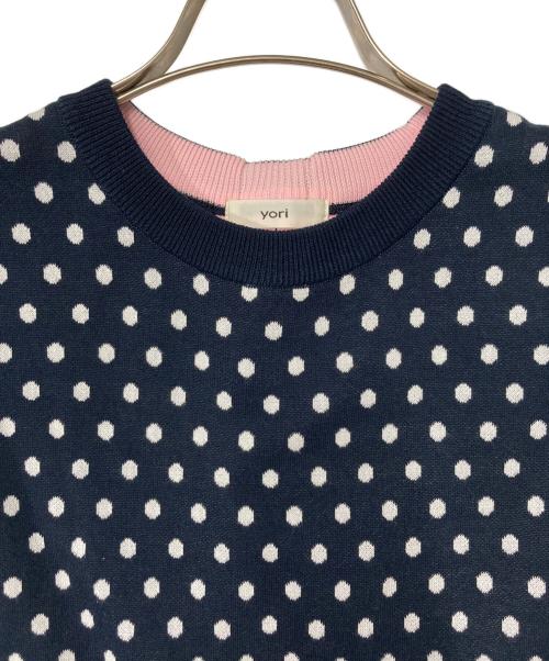 YORI（ヨリ）yori (ヨリ) マリンドットバックリボンジレ ネイビー×ホワイト サイズ:Fの古着・服飾アイテム