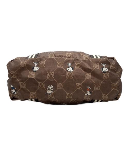 LeSportsac（レスポートサック）LeSportsac (レスポートサック) PEANUTS (ピーナッツ) ABSTRACT DAILY TOTE  スヌーピーレモノグラム ブラウンの古着・服飾アイテム